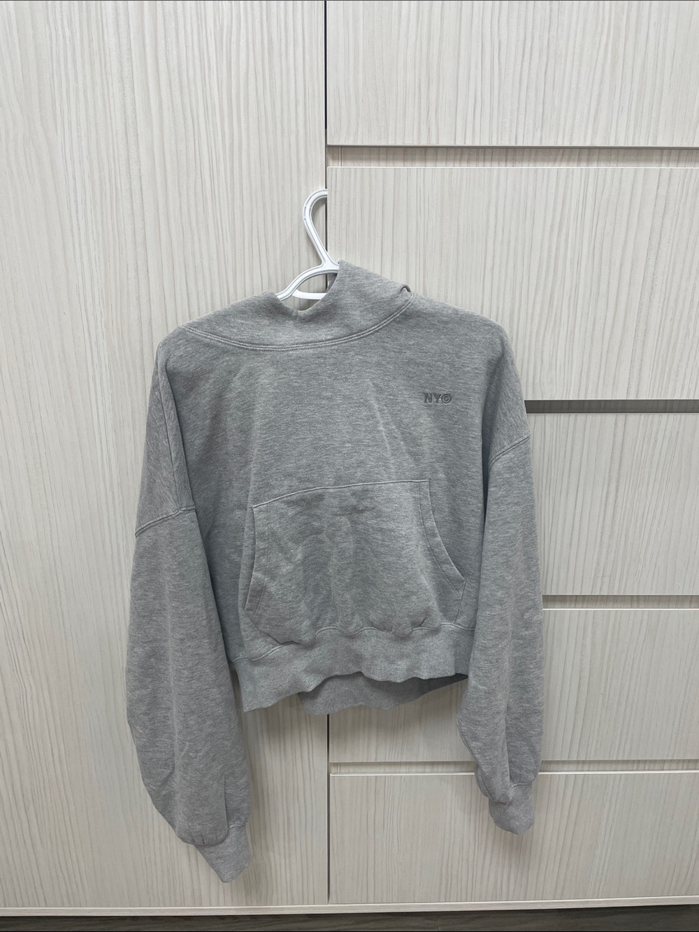 Ardene Light Gray Cropped Pullover Hoodie
